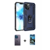 MARSİLYAN™- iPhone 12 Pro Max Kılıf Ahenk Klasik Koleksiyonu - Siyah 34D Izgaralı Cam + Neon Fosforlu Kamera Lens - MI