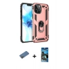 MARSİLYAN™- iPhone 12 Pro Max Kılıf Ahenk Klasik Koleksiyonu - Siyah 34D Izgaralı Cam + Shine Kamera Lens Koruma Cam - GD