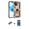 MARSİLYAN™- iPhone 12 Pro Max Kılıf Ahenk Klasik Koleksiyonu - Siyah 34D Izgaralı Cam + Shine Kamera Lens Koruma Cam - GD