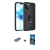 MARSİLYAN™- iPhone 12 Pro Max Kılıf Ahenk Klasik Koleksiyonu - Siyah 34D Izgaralı Cam + Renkli Kamera Lens Koruma Cam - YL