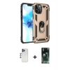 MARSİLYAN™- iPhone 12 Pro Max Kılıf Ahenk Klasik Koleksiyonu - Siyah 360 Mat Full Body Arka Koruyucu + Shine Kamera Lens - LT