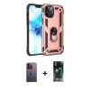 MARSİLYAN™- iPhone 12 Pro Max Kılıf Ahenk Klasik Koleksiyonu - Siyah 360 Mat Full Body Arka Koruyucu + Neon Fosforlu Kamera Lens - TU