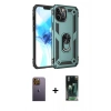 MARSİLYAN™- iPhone 12 Pro Max Kılıf Ahenk Klasik Koleksiyonu - Siyah 360 Mat Full Body Arka Koruyucu + Neon Fosforlu Kamera Lens - SI