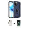 MARSİLYAN™- iPhone 12 Pro Max Kılıf Ahenk Klasik Koleksiyonu - Siyah 360 Mat Full Body Arka Koruyucu + Shine Kamera Lens - GD
