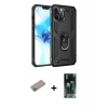 MARSİLYAN™- iPhone 12 Pro Max Kılıf Ahenk Klasik Koleksiyonu - Siyah 360 Mat Full Body Arka Koruyucu + Shine Kamera Lens Koruma Cam - SABE