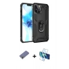 MARSİLYAN™- iPhone 12 Pro Max Kılıf Ahenk Klasik Koleksiyonu - Siyah 3D Antistatik Cam Ekran Koruyucu + Metal Kamera Lens Koruma Cam - GD