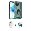 MARSİLYAN™- iPhone 12 Pro Max Kılıf Ahenk Klasik Koleksiyonu - Siyah 3D Antistatik Cam Ekran Koruyucu + Shine Kamera Lens - GD