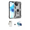 MARSİLYAN™- iPhone 12 Pro Max Kılıf Ahenk Klasik Koleksiyonu - Siyah 3D Antistatik Cam Ekran Koruyucu + Shine Kamera Lens - GD