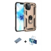 MARSİLYAN™- iPhone 12 Pro Max Kılıf Ahenk Klasik Koleksiyonu - Siyah 3D Antistatik Cam Ekran Koruyucu + Shine Kamera Lens Koruma Cam - GS