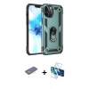 MARSİLYAN™- iPhone 12 Pro Max Kılıf Ahenk Klasik Koleksiyonu - Siyah 3D Antistatik Cam Ekran Koruyucu + Renkli Kamera Lens Koruma Cam - SI