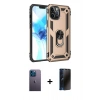 MARSİLYAN™- iPhone 12 Pro Max Kılıf Ahenk Klasik Koleksiyonu - Siyah 3D Antistatik Hayalet Cam Ekran Koruyucu + Neon Fosforlu Kamera Lens - MI