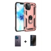 MARSİLYAN™- iPhone 12 Pro Max Kılıf Ahenk Klasik Koleksiyonu - Siyah 3D Antistatik Hayalet Cam Ekran Koruyucu + Neon Fosforlu Kamera Lens - MI