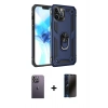 MARSİLYAN™- iPhone 12 Pro Max Kılıf Ahenk Klasik Koleksiyonu - Siyah 3D Antistatik Hayalet Cam Ekran Koruyucu + Beyaz Neon Fosforlu Kamera Lens