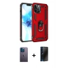 MARSİLYAN™- iPhone 12 Pro Max Kılıf Ahenk Klasik Koleksiyonu - Siyah 3D Antistatik Hayalet Cam Ekran Koruyucu + Neon Fosforlu Kamera Lens - MI