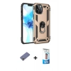 MARSİLYAN™- iPhone 12 Pro Max Kılıf Ahenk Klasik Koleksiyonu - Siyah 5D Eko Cam Ekran Koruyucu + Metal Kamera Lens Koruma Cam - GD