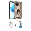 MARSİLYAN™- iPhone 12 Pro Max Kılıf Ahenk Klasik Koleksiyonu - Siyah 5D Eko Cam Ekran Koruyucu + Shine Kamera Lens - LT