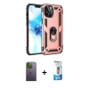 MARSİLYAN™- iPhone 12 Pro Max Kılıf Ahenk Klasik Koleksiyonu - Siyah 5D Eko Cam Ekran Koruyucu + Neon Fosforlu Kamera Lens - YL