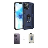 MARSİLYAN™- iPhone 12 Pro Max Kılıf Ahenk Klasik Koleksiyonu - Siyah Bilvis Hayalet Cam Ekran Koruyucu + Neon Fosforlu Kamera Lens - BZ