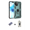 MARSİLYAN™- iPhone 12 Pro Max Kılıf Ahenk Klasik Koleksiyonu - Siyah Bilvis Hayalet Cam Ekran Koruyucu + Metal Kamera Lens Koruma Cam - GD