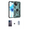 MARSİLYAN™- iPhone 12 Pro Max Kılıf Ahenk Klasik Koleksiyonu - Siyah Joko Magic 5D Cam + Neon Fosforlu Kamera Lens - MI