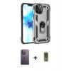 MARSİLYAN™- iPhone 12 Pro Max Kılıf Ahenk Klasik Koleksiyonu - Siyah Joko Magic 5D Hayalet Cam + Neon Fosforlu Kamera Lens - BZ