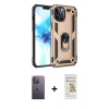 MARSİLYAN™- iPhone 12 Pro Max Kılıf Ahenk Klasik Koleksiyonu - Siyah Mat Seramik Nano Ekran Koruyucu + Neon Fosforlu Kamera Lens - BZ