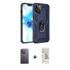 MARSİLYAN™- iPhone 12 Pro Max Kılıf Ahenk Klasik Koleksiyonu - Siyah Mat Seramik Nano Ekran Koruyucu + Neon Fosforlu Kamera Lens - BZ