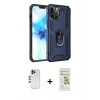 MARSİLYAN™- iPhone 12 Pro Max Kılıf Ahenk Klasik Koleksiyonu - Siyah Mat Seramik Nano Ekran Koruyucu + Shine Kamera Lens - GD