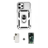 MARSİLYAN™- iPhone 12 Pro Max Kılıf Ahenk Klasik - Şeffaf 360 Full Body Arka Koruyucu + Shine Kamera Lens - GD