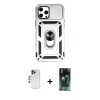 MARSİLYAN™- iPhone 12 Pro Max Kılıf Ahenk Klasik - Şeffaf 360 Full Body Arka Koruyucu + Shine Kamera Lens - LT
