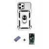 MARSİLYAN™- iPhone 12 Pro Max Kılıf Ahenk Klasik - Şeffaf 360 Full Body Arka Koruyucu + Metal Kamera Lens Koruma Cam - GD
