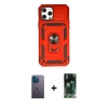 MARSİLYAN™- iPhone 12 Pro Max Kılıf Ahenk Klasik - Şeffaf 360 Full Body Arka Koruyucu + Neon Fosforlu Kamera Lens - MI