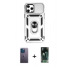 MARSİLYAN™- iPhone 12 Pro Max Kılıf Ahenk Klasik - Şeffaf 360 Full Body Arka Koruyucu + Neon Fosforlu Kamera Lens - MI