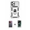 MARSİLYAN™- iPhone 12 Pro Max Kılıf Ahenk Klasik - Şeffaf 360 Full Body Arka Koruyucu + Neon Fosforlu Kamera Lens - TU