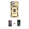 MARSİLYAN™- iPhone 12 Pro Max Kılıf Ahenk Klasik - Şeffaf 360 Full Body Arka Koruyucu + Neon Fosforlu Kamera Lens - TU