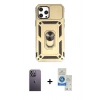 MARSİLYAN™- iPhone 12 Pro Max Kılıf Ahenk Klasik - Şeffaf Royal Nano Ekran Koruyucu + Neon Fosforlu Kamera Lens - BZ