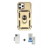 MARSİLYAN™- iPhone 12 Pro Max Kılıf Ahenk Klasik - Şeffaf Royal Nano Ekran Koruyucu + Shine Kamera Lens - LT