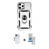 MARSİLYAN™- iPhone 12 Pro Max Kılıf Ahenk Klasik - Şeffaf Royal Nano Ekran Koruyucu + Shine Kamera Lens - LT