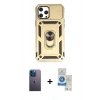 MARSİLYAN™- iPhone 12 Pro Max Kılıf Ahenk Klasik - Şeffaf Royal Nano Ekran Koruyucu + Neon Fosforlu Kamera Lens - MI