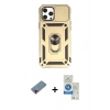 MARSİLYAN™- iPhone 12 Pro Max Kılıf Ahenk Klasik - Şeffaf Royal Nano Ekran Koruyucu + Metal Kamera Lens Koruma Cam - KI