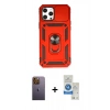 MARSİLYAN™- iPhone 12 Pro Max Kılıf Ahenk Klasik - Şeffaf Royal Nano Ekran Koruyucu + Neon Fosforlu Kamera Lens - SI