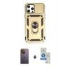 MARSİLYAN™- iPhone 12 Pro Max Kılıf Ahenk Klasik - Şeffaf Royal Nano Ekran Koruyucu + Neon Fosforlu Kamera Lens - SI