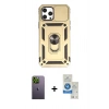 MARSİLYAN™- iPhone 12 Pro Max Kılıf Ahenk Klasik - Şeffaf Royal Nano Ekran Koruyucu + Neon Fosforlu Kamera Lens - YL