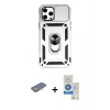 MARSİLYAN™- iPhone 12 Pro Max Kılıf Ahenk Klasik - Şeffaf Royal Nano Ekran Koruyucu + Renkli Kamera Lens Koruma Cam - SI