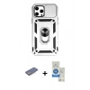 MARSİLYAN™- iPhone 12 Pro Max Kılıf Ahenk Klasik - Şeffaf Royal Nano Ekran Koruyucu + Renkli Kamera Lens Koruma Cam - PE
