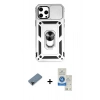 MARSİLYAN™- iPhone 12 Pro Max Kılıf Ahenk Klasik - Şeffaf Royal Nano Ekran Koruyucu + Shine Kamera Lens Koruma Cam - SH