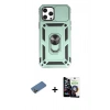 MARSİLYAN™- iPhone 12 Pro Max Kılıf Ahenk Klasik - Şeffaf Temperli Cam Ekran Koruyucu + Gold Shine Kamera Lens Koruma Cam
