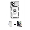 MARSİLYAN™- iPhone 12 Pro Max Kılıf Ahenk Klasik - Şeffaf Temperli Cam Ekran Koruyucu + Shine Kamera Lens - LT