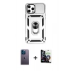 MARSİLYAN™- iPhone 12 Pro Max Kılıf Ahenk Klasik - Şeffaf Temperli Cam Ekran Koruyucu + Neon Fosforlu Kamera Lens - MI