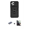 MARSİLYAN™- iPhone 12 Pro Max Kılıf Ahenk Klasik - Şeffaf Temperli Cam Ekran Koruyucu + Renkli Kamera Lens Koruma Cam - MI